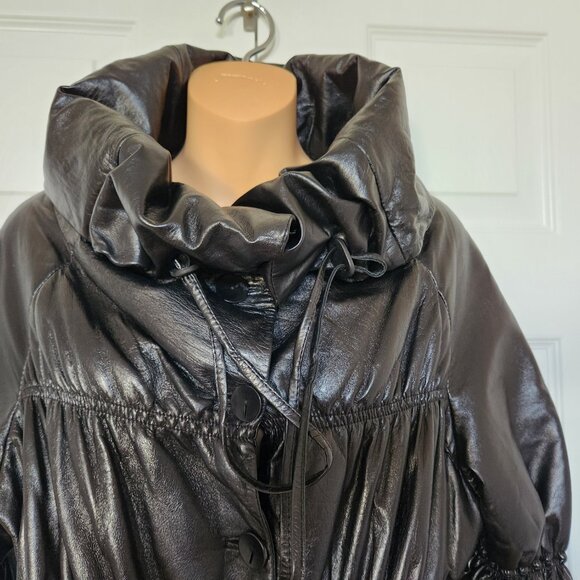 VESPUCCI SOFT LEATHER BLACK COAT OVERSIZE STYLE SIZE M - Picture 8 of 14